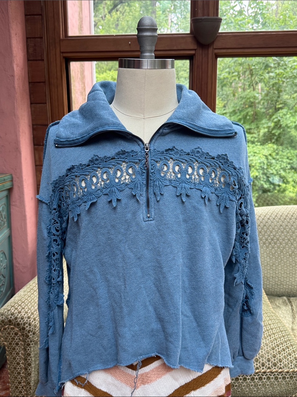 Free People 1/4 Zip Crop